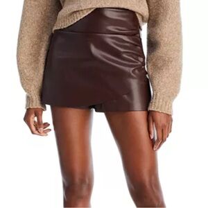 AQUA Faux Leather Mini Skort